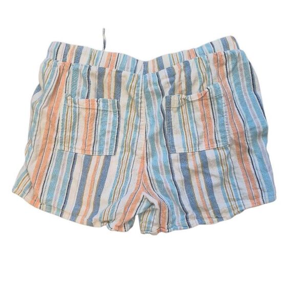 Briggs Women's White/Aqua/Orange Linen/Rayon Drawstring Shorts w Pockets - Picture 10 of 13
